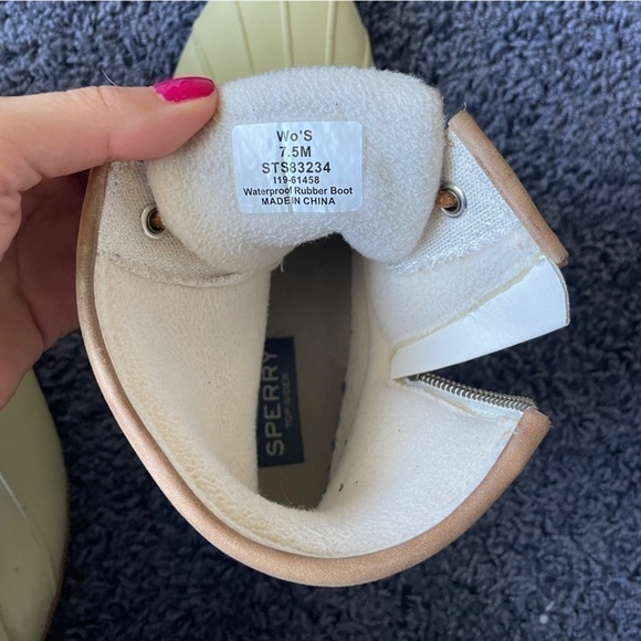 SPERRY Women’s Duck Boot Size 7.5 Cream Gold Sparkle Bean Boot Preppy - Picture 14 of 14